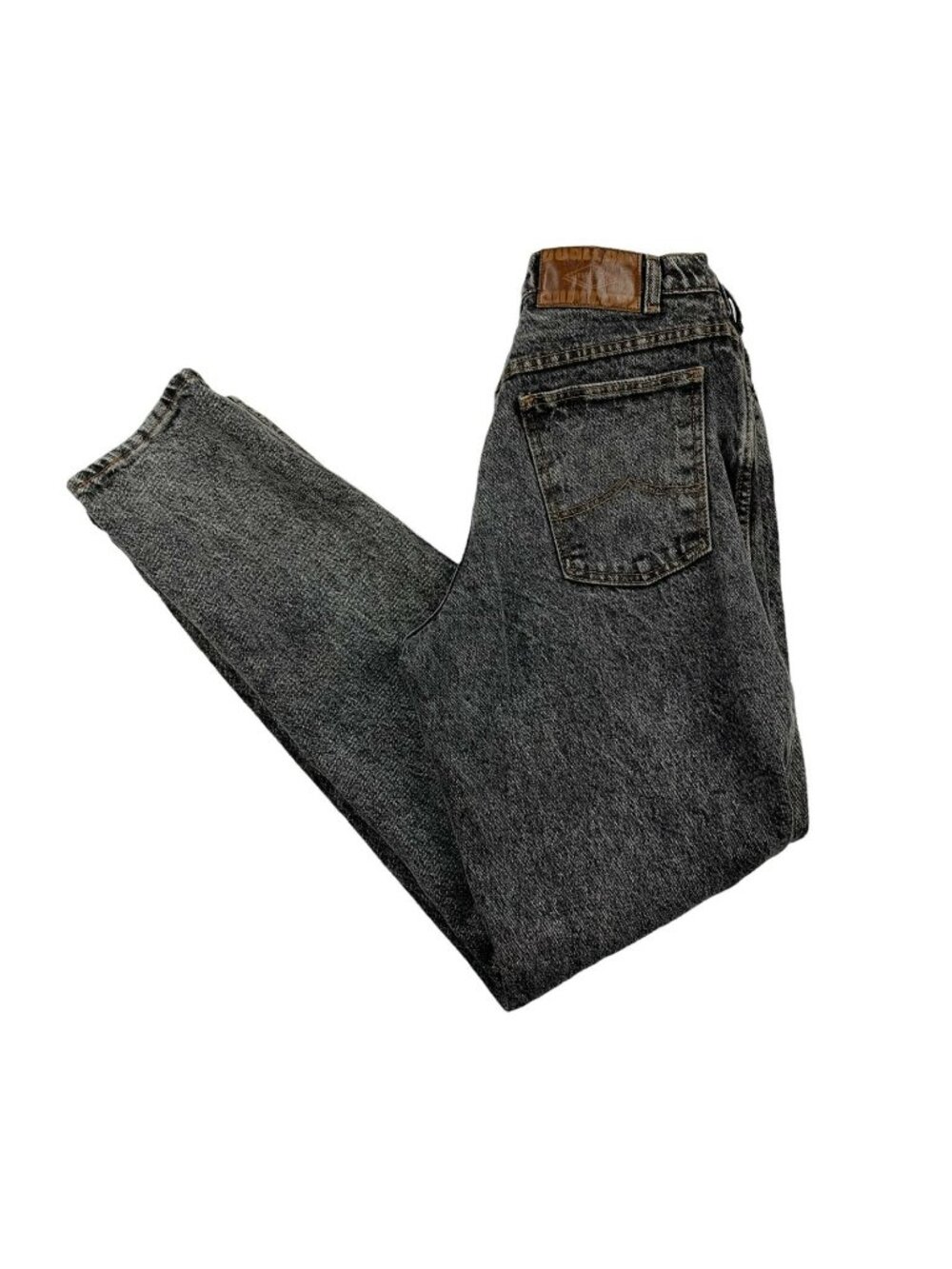 VTG Bugle Boy Jeans Women's Acid Wash Black High Waist Tapered Jeans USA Size 4
